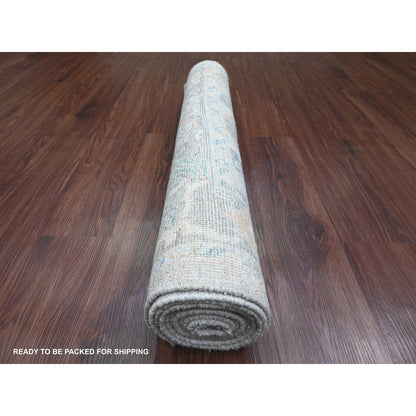 Oushak And Peshawar Wool Hand Knotted Rug Grey 3.1x10.0 -O089930