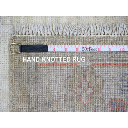 Oushak And Peshawar Wool Hand Knotted Rug Green 2.9x11.3 -O089932