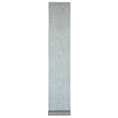 Oushak And Peshawar Wool Hand Knotted Rug Blue 2.8x24.9 -O089935