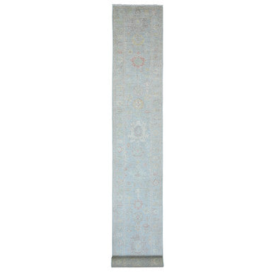 Oushak And Peshawar Wool Hand Knotted Rug Blue 2.8x24.9 -O089935