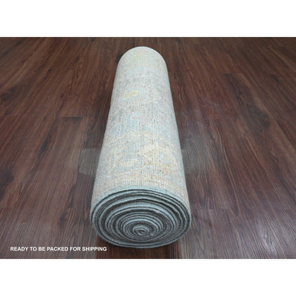 Oushak And Peshawar Wool Hand Knotted Rug Blue 2.8x24.9 -O089935