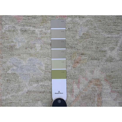 Oushak And Peshawar Wool Hand Knotted Rug Green 2.9x9.11 -O089937