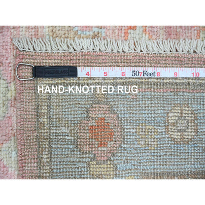 Oushak And Peshawar Wool Hand Knotted Rug Pink 2.9x9.7 -O089939