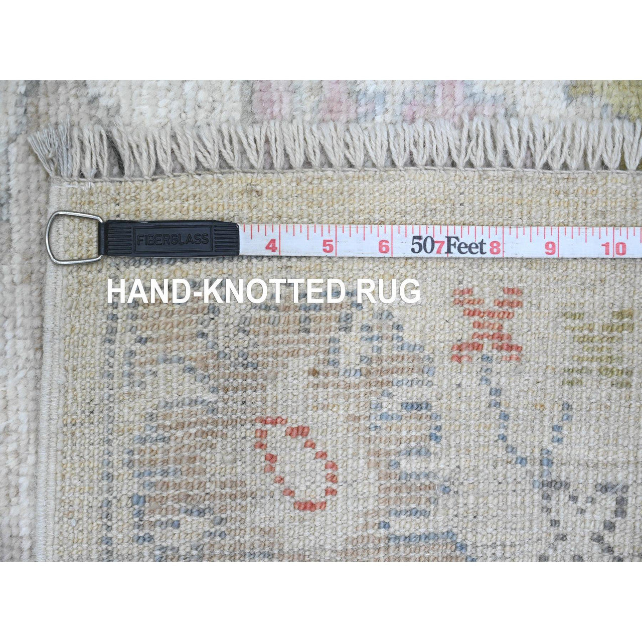 Ivory 3'0" x 22'5" Oushak And Peshawar Hand knotted Wool Rug - Sku: O089944