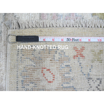 Oushak And Peshawar Wool Hand Knotted Rug Ivory 3.0x22.5 -O089944