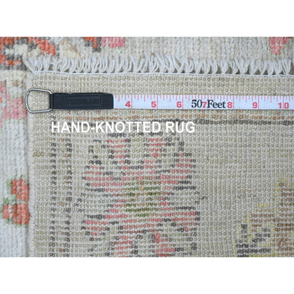 Oushak And Peshawar Wool Hand Knotted Rug Ivory 2.11x5.11 -O089949