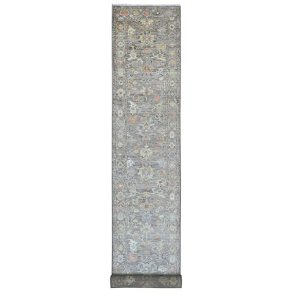 Oushak And Peshawar Wool Hand Knotted Rug Brown 3.2x23.7 -O089950