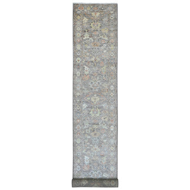 Oushak And Peshawar Wool Hand Knotted Rug Brown 3.2x23.7 -O089950