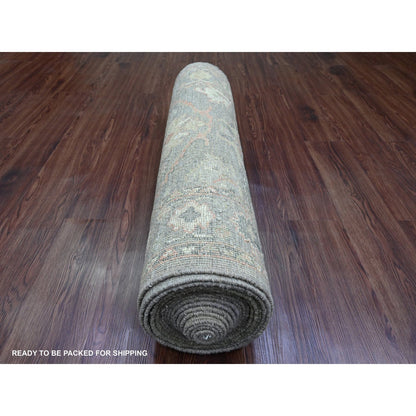 Oushak And Peshawar Wool Hand Knotted Rug Brown 3.2x23.7 -O089950
