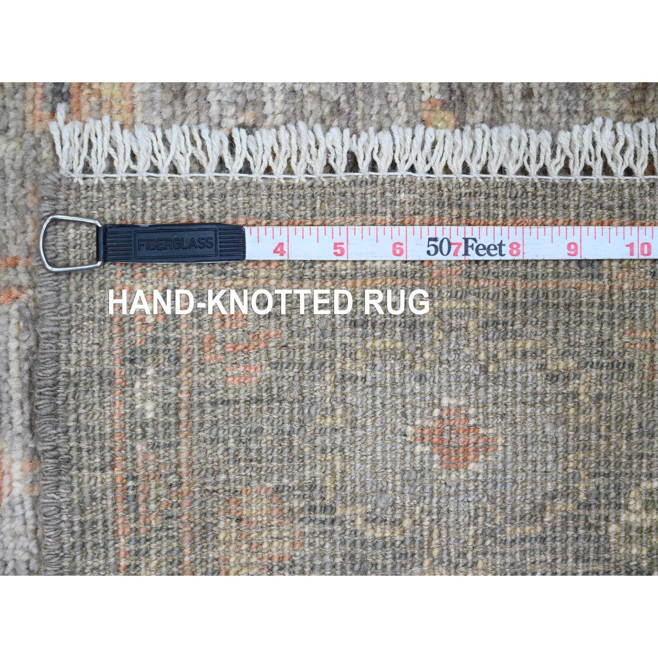 Brown 3'2" x 23'7" Oushak And Peshawar Hand knotted Wool Rug - Sku: O089950