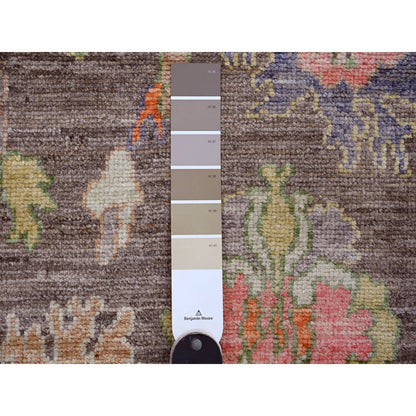 Oushak And Peshawar Wool Hand Knotted Rug Brown 2.10x10.4 -O089956