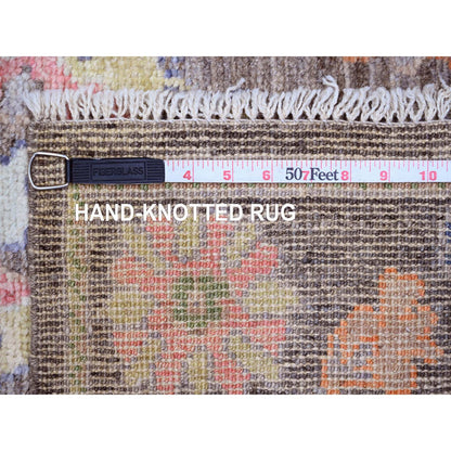 Oushak And Peshawar Wool Hand Knotted Rug Brown 2.10x10.4 -O089956