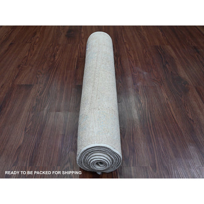 Oushak And Peshawar Wool Hand Knotted Rug Ivory 2.7x9.10 -O089957