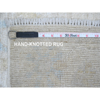 Oushak And Peshawar Wool Hand Knotted Rug Ivory 2.7x9.10 -O089957
