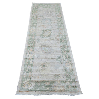 Oushak And Peshawar Wool Hand Knotted Rug Ivory 2.8x7.11 -O089958