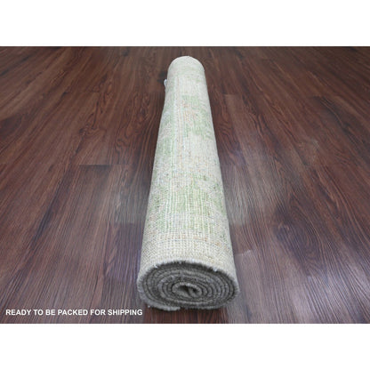 Oushak And Peshawar Wool Hand Knotted Rug Ivory 2.8x7.11 -O089958
