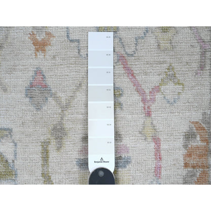 Oushak And Peshawar Wool Hand Knotted Rug Ivory 2.8x11.8 -O089961