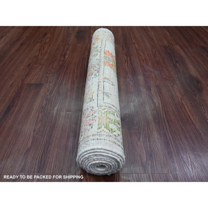 Oushak And Peshawar Wool Hand Knotted Rug Grey 2.9x7.11 -O089963