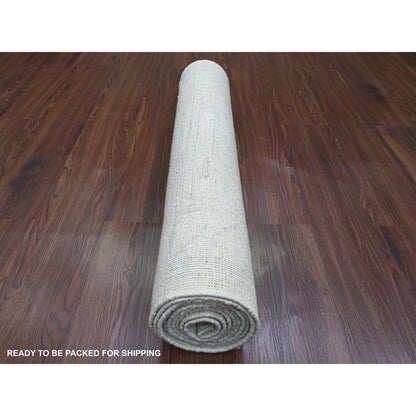 Oushak And Peshawar Wool Hand Knotted Rug Grey 2.8x9.7 -O089964