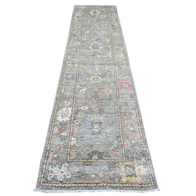 Oushak And Peshawar Wool Hand Knotted Rug Brown 2.10x11.10 -O089967