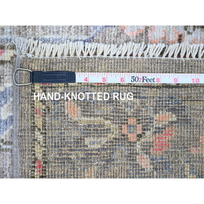 Oushak And Peshawar Wool Hand Knotted Rug Brown 2.10x11.10 -O089967