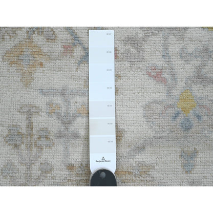 Oushak And Peshawar Wool Hand Knotted Rug Ivory 2.9x9.5 -O089969