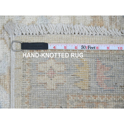 Oushak And Peshawar Wool Hand Knotted Rug Ivory 2.9x9.5 -O089969