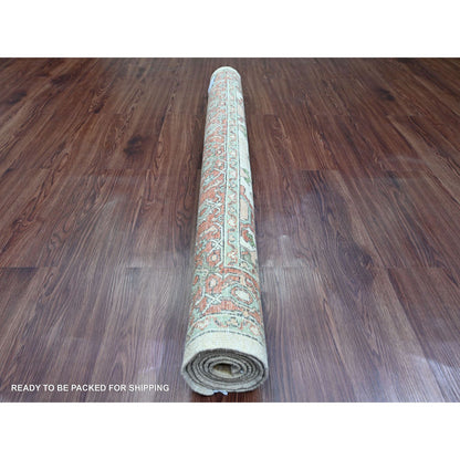 Oushak And Peshawar Wool Hand Knotted Rug Ivory 4.8x6.3 -O089970