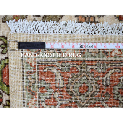 Oushak And Peshawar Wool Hand Knotted Rug Ivory 4.8x6.3 -O089970