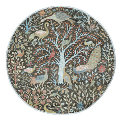 Oushak And Peshawar Wool Hand Knotted Rug Grey 6.0x6.0 -O089982