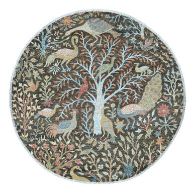 Oushak And Peshawar Wool Hand Knotted Rug Grey 6.0x6.0 -O089982