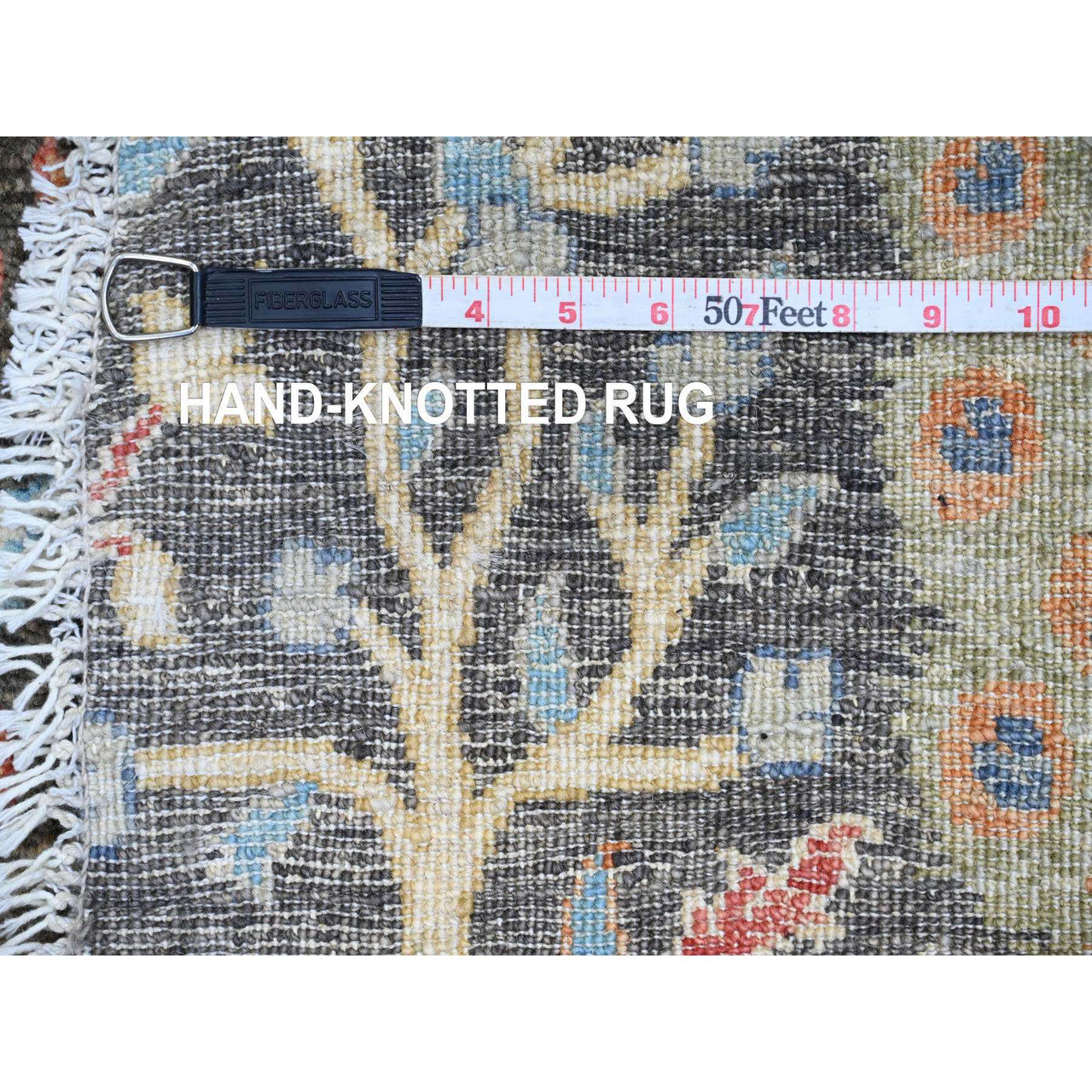 Gray 6'0" x 6'0" Oushak And Peshawar Hand knotted Wool Rug - Sku: O089982