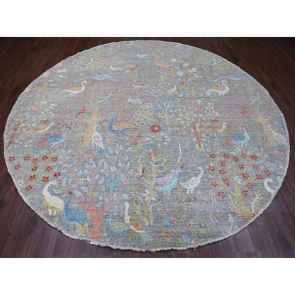 Oushak And Peshawar Wool Hand Knotted Rug Grey 10.0x10.1 -O089983