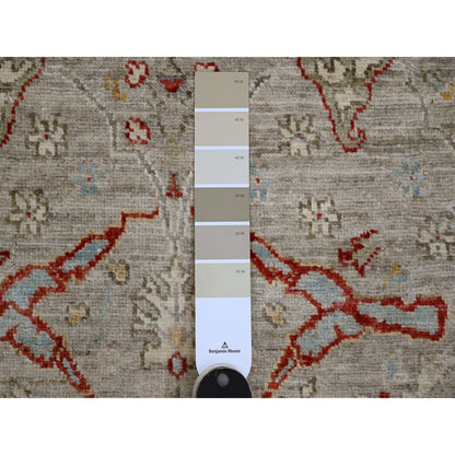 Oushak And Peshawar Wool Hand Knotted Rug Brown 2.11x11.8 -O089990
