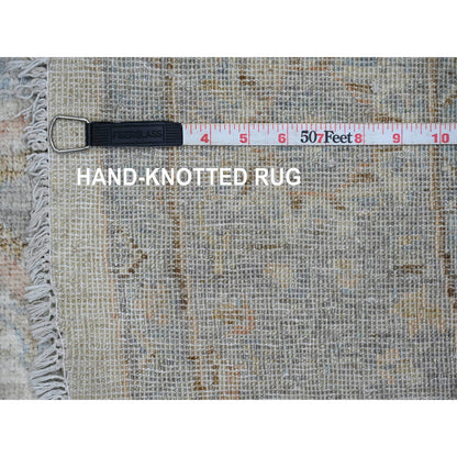 Oushak And Peshawar Wool Hand Knotted Rug Ivory 5.8x5.9 -O089996
