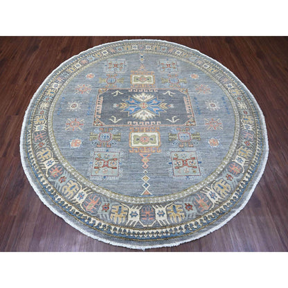 Oushak And Peshawar Wool Hand Knotted Rug Grey 7.8x7.11 -O089997