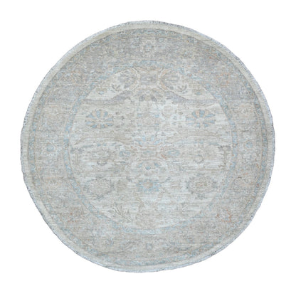 Oushak And Peshawar Wool Hand Knotted Rug Ivory 5.8x5.9 -O089999