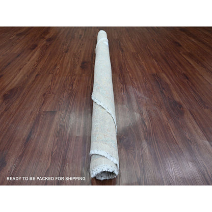 Oushak And Peshawar Wool Hand Knotted Rug Ivory 5.8x5.9 -O089999
