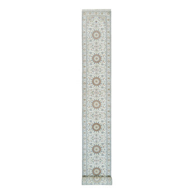 Fine Oriental Wool Hand Knotted Rug Ivory Ivory 2.6X22.9 -O090001