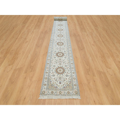 Fine Oriental Wool Hand Knotted Rug Ivory Ivory 2.6X22.9 -O090001
