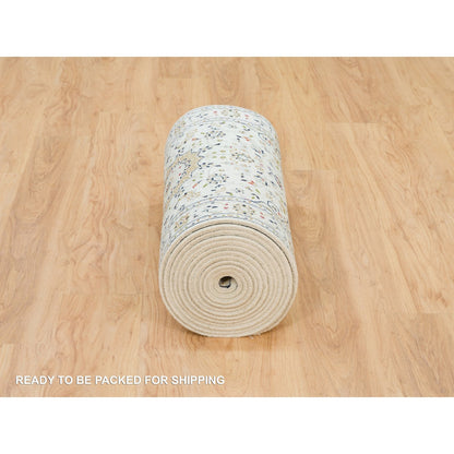 Fine Oriental Wool Hand Knotted Rug Ivory Ivory 2.6X22.9 -O090001