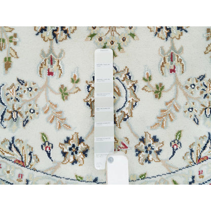 Fine Oriental Wool Hand Knotted Rug Ivory Ivory 6.5X6.5 -O090004
