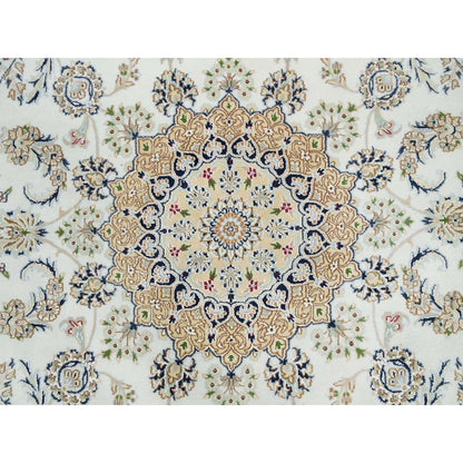 Fine Oriental Wool Hand Knotted Rug Ivory Ivory 6.5X6.5 -O090004