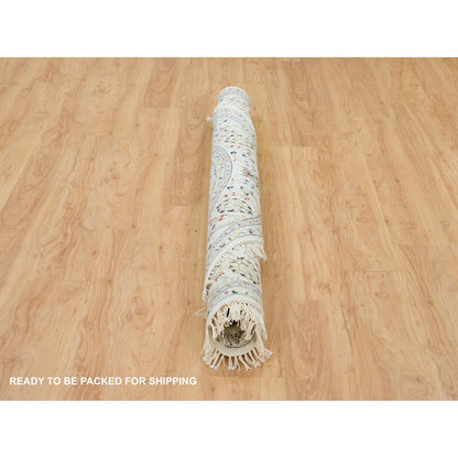 Fine Oriental Wool Hand Knotted Rug Ivory Ivory 6.5X6.5 -O090004