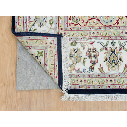 Fine Oriental Wool Hand Knotted Rug Blue Ivory 7.10X10.1 -O090008