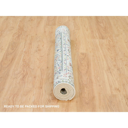 Fine Oriental Wool Hand Knotted Rug Ivory Ivory 4.7X6.8 -O090013