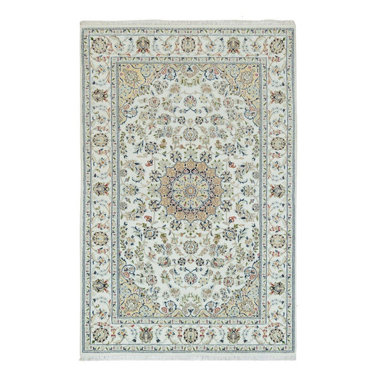 Fine Oriental Wool Hand Knotted Rug Ivory Ivory 5.0X8.0 -O090015