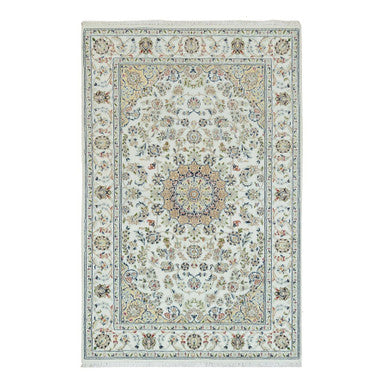 Fine Oriental Wool Hand Knotted Rug Ivory Ivory 5.0X8.0 -O090015