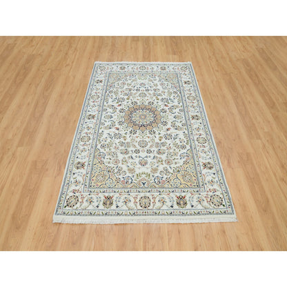 Fine Oriental Wool Hand Knotted Rug Ivory Ivory 5.0X8.0 -O090015