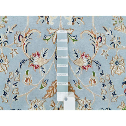 Fine Oriental Wool Hand Knotted Rug Blue Ivory 6.0X6.0 -O090017